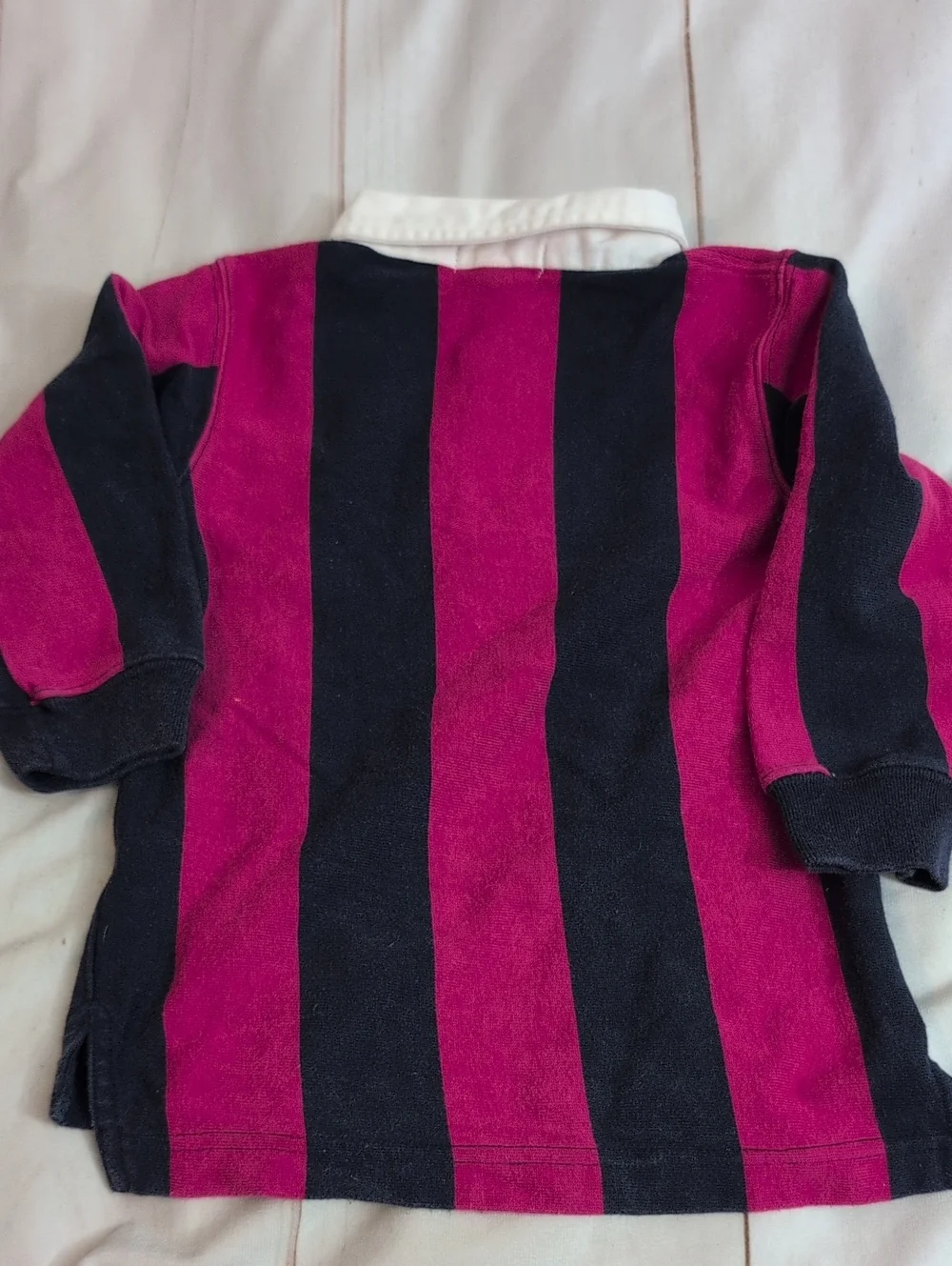 Polo Ralph Lauren Polo Bear Rugby Shirt 2T Pink Navy Stripe USA Preppy